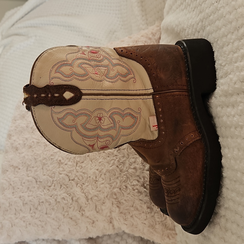 Womens Justin Gypsy Brown and Cream Western Boots Size 6.5B - Picture 3 of 15